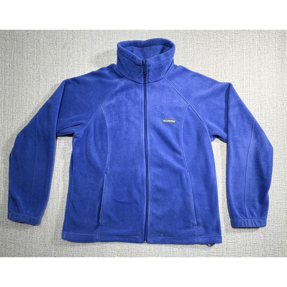 Columbia Fleece Jacket Womens XL Blue Full Zip Mock Neck WL6439 Soft Outdoor
